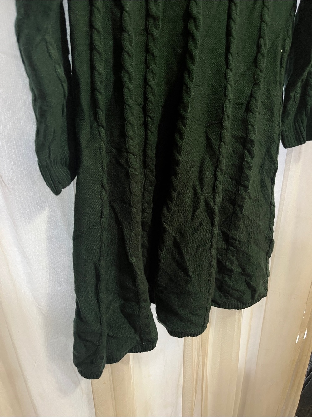 Jessica Howard Dark Green Cable Knit Long Sleeve Dress preppy cozy long - Picture 5 of 7